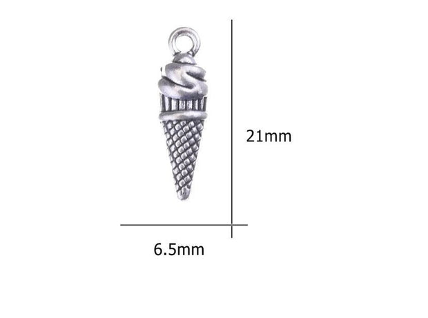 1 Ice Cream Cone Charm, Individual Food Charms, Ice Cream Charms, Summer Charms, Cold Treat Charms, Sweet Foodie Charms, DIY Jewelry