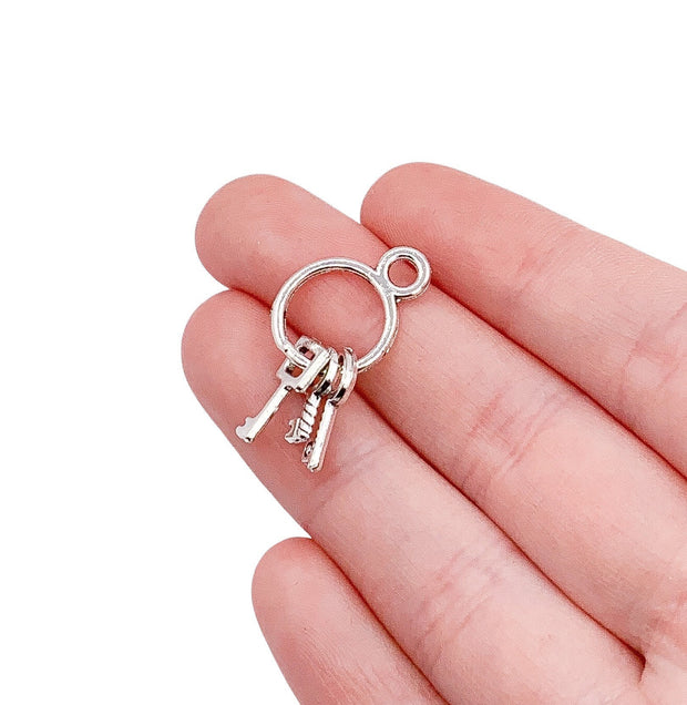 1 Tiny Key Set Charm, Skeleton Key Charms, Real Estate Charm, Individual Charms, Partners in Crime, Good Luck Charm, DIY Jewelry Findings