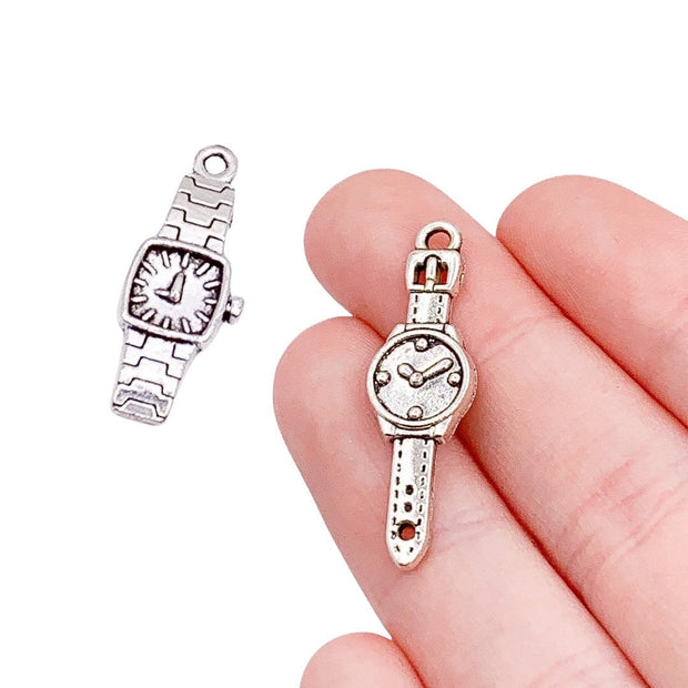 1 Time Watch Charm, Wristwatch Charm, Clock Charms, Time Charms, Individual Charms, Timepiece Charm, DIY Jewelry Findings