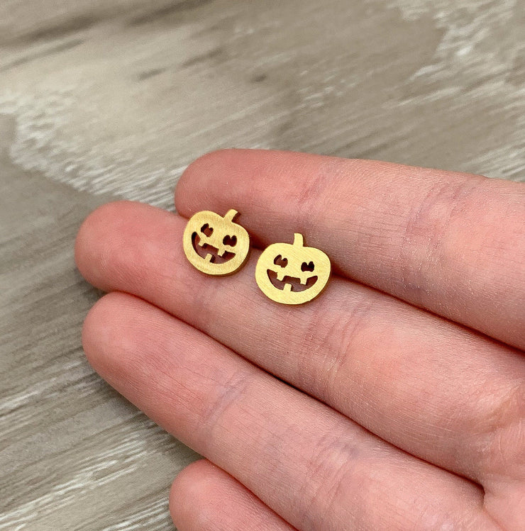 Jack O Lantern Stud Earrings Pumpkin Earrings, Halloween Earrings, Autumn Jewelry, Fall Studs, Spooky Gift, Quirky Earrings, Harvest Country