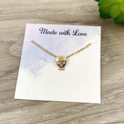 Skull Necklace Women, Rose Gold Skull Necklace, Badass Necklace, Skeleton Pendant, Dainty Jewelry for Her, Halloween Necklace Gift