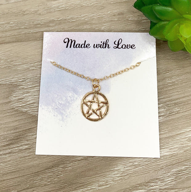 Dainty Pentagram Necklace, Witch Pendant, Star Necklace, Celestial Jewelry, Friendship Necklace, Wiccan Necklace, Birthday Gift for Her