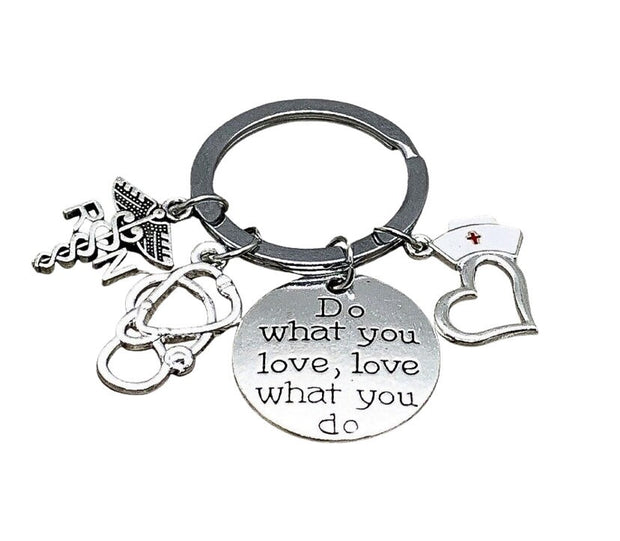 Nurse Keychain, Nurse Gift, Do What You Love Quote, Medical Charms, Gift for Daughter, Gift for Nursing Student, Nurse Practitioner Gift