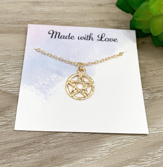 Dainty Pentagram Necklace, Witch Pendant, Star Necklace, Celestial Jewelry, Friendship Necklace, Wiccan Necklace, Birthday Gift for Her