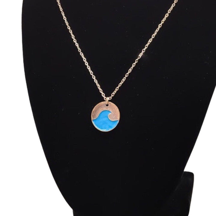 Collier Vague Bleue, Pendentif Vague, Collier Vague Simple Or Rose, Collier Surf, Bijoux Surfeur, Bijoux de Plage, Collier Bohème