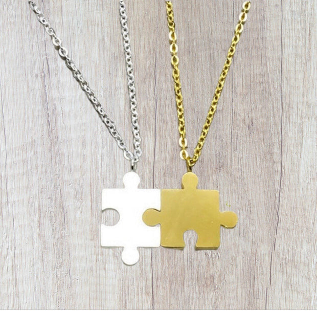 Puzzle Necklace Set for 2, Interlocking Puzzle Necklaces,  from Best Friend, BFF , Friendship Necklace, Unbiological Sisters Jewelry