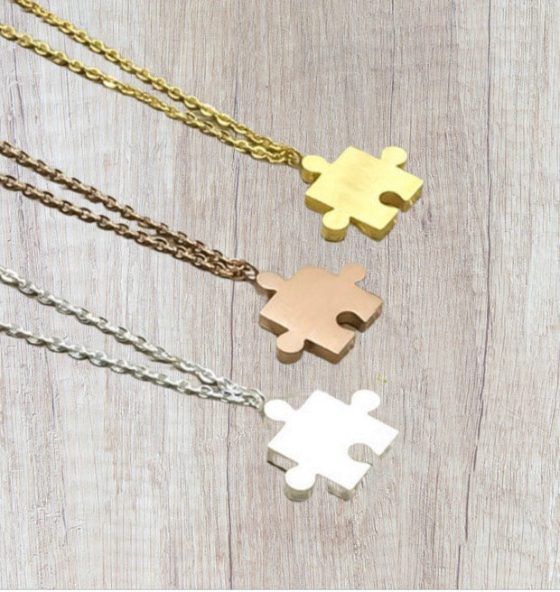 Puzzle Necklace, Friendship Necklace, Puzzle Piece Pendant, Autism Awareness Jewelry, Special Needs Child, Teacher’s Aid Thank You Gift