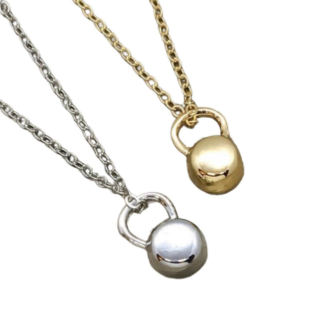 Tiny Kettlebell Necklace, Silver Fitness Necklace, Gym Jewelry, Gold Kettlebell Charm, Personal Trainer , Strength ,  for Wife