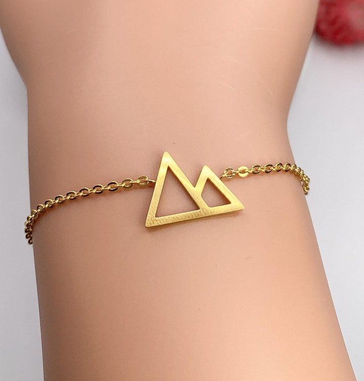 Bracelet Chaîne Montagne, Bracelet de Voyage, Bijou Minimaliste, Cadeau pour Amoureux de la Nature, Bracelet de Randonnée, Cadeau Symbolique pour Voyageur, Cadeau de Pâques