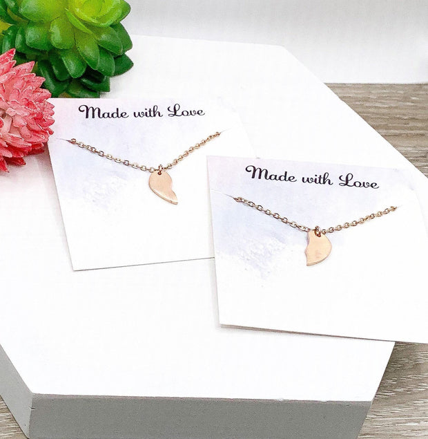 Best Friends Necklace Set for 2, Split Hearts Friendship Necklace, Gift for Bestie, Couples Necklaces, Interlocking Necklaces for Women