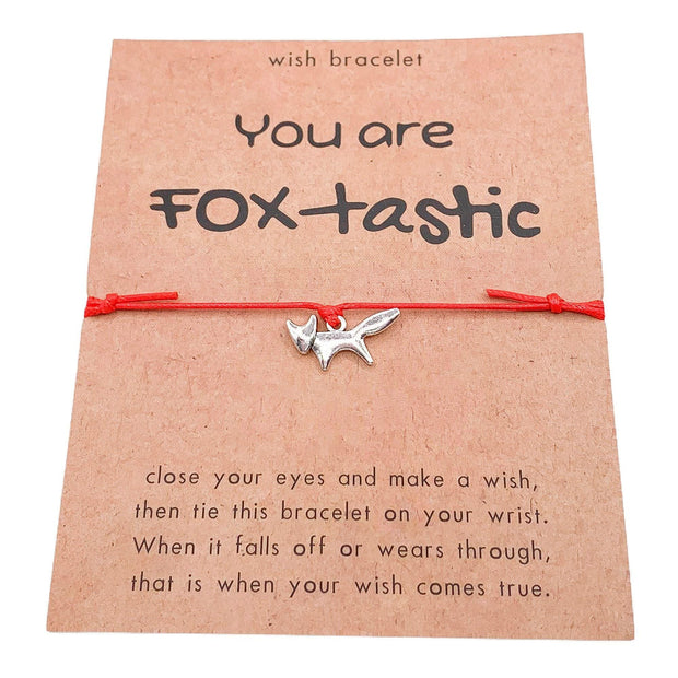 You Are Foxtastic String Bracelet, Fox Charm Bracelet, Fox Lover Gift, Foxy Spirit Animal, Mini Fox Charm, Fox Jewelry, Encouragement Gift