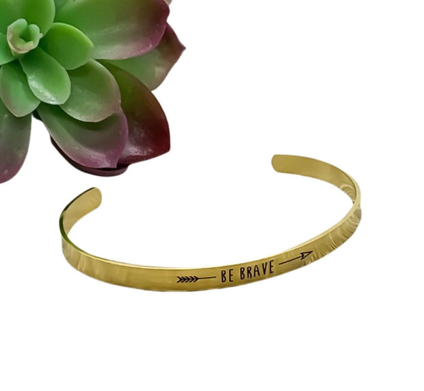 Be Brave Bangle Bracelet, Affirmation Jewelry, Mental Health Gift, Motivational Gift, Gift for Friend, Mantra Bracelet, Minimal Cuff Bangle