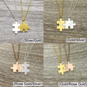 Puzzle Necklace Set for 2, Interlocking Puzzle Necklaces,  from Best Friend, BFF , Friendship Necklace, Unbiological Sisters Jewelry