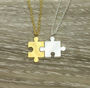 Puzzle Necklace Set for 2, Interlocking Puzzle Necklaces,  from Best Friend, BFF , Friendship Necklace, Unbiological Sisters Jewelry