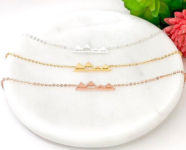 Dainty Mountain Bracelet, Mountain Range Chain Bracelet, Gift for Nature Lover, Hiking Bracelet, Meaningful Gift, Minimalist Jewelry