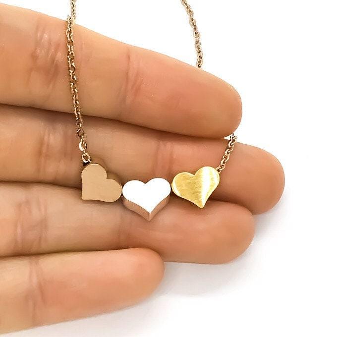 Collier multi-cœurs, pendentif cœurs en or rose, collier pour maman, de la part de sa fille, de ses petits-enfants, bijou pour grand-mère, cadeau pour sœurs