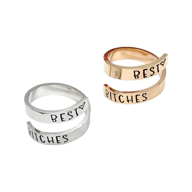 Best Bitches Ring, Adjusable Swirl Ring, Best Friend Gift, Friendship Jewelry, Bestie Jewelry, Funny Engraved Jewelry, Statement Ring