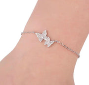 Butterfly Bracelet, Dainty CZ Chain Bracelet, Butterfly Jewelry, Sparkly Bracelet for Women, Wedding Jewelry, Teen Daughter Easter Basket