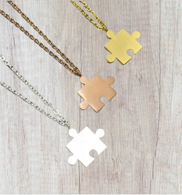 Puzzle Necklace, Friendship Necklace, Puzzle Piece Pendant, Autism Awareness Jewelry, Special Needs Child, Teacher’s Aid Thank You Gift