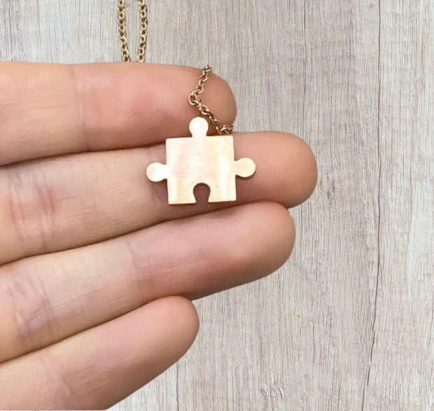 Puzzle Necklace, Friendship Necklace, Puzzle Piece Pendant, Autism Awareness Jewelry, Special Needs Child, Teacher’s Aid Thank You Gift