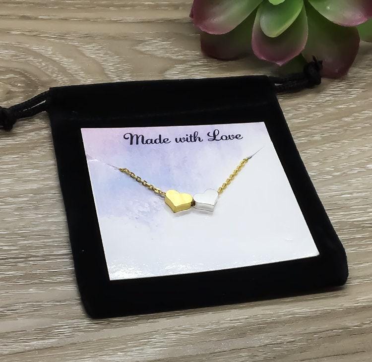 Collier multi-cœurs, pendentif cœurs en or rose, collier pour maman, de la part de sa fille, de ses petits-enfants, bijou pour grand-mère, cadeau pour sœurs