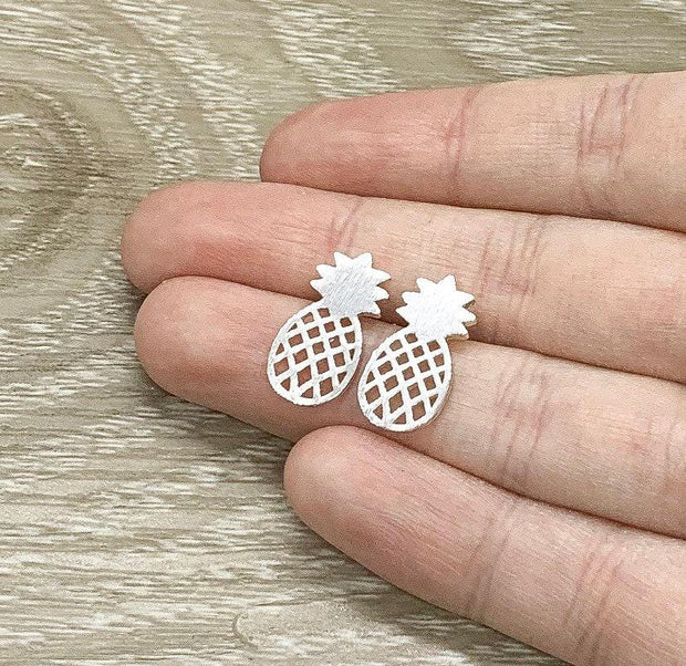 Pineapple Earrings, Tropical Stud Earrings, Fruit Jewelry, Minimalist Beach Earrings, Foodie Jewelry, Boho Earrings, Wedding Party Gift