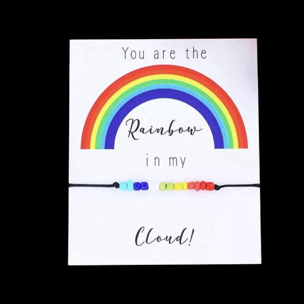 Rainbow Bracelet, You Are The Rainbow in My Cloud Card, Rainbow Beads Wish Bracelet, Colorful Bestfriend Gift, Rainbow Jewelry, Secret Santa