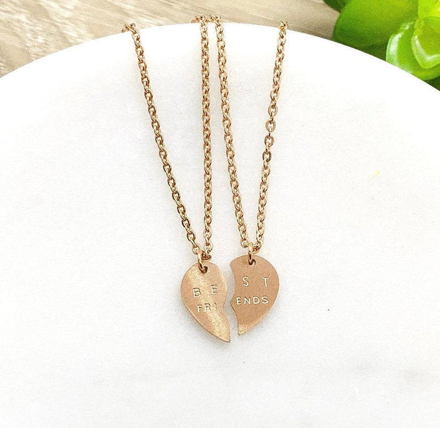 Best Friends Necklace Set for 2, Dainty Split Heart Pendant, Friendship Necklace, BFF Gift, Bestie Birthday, Interlocking Necklace