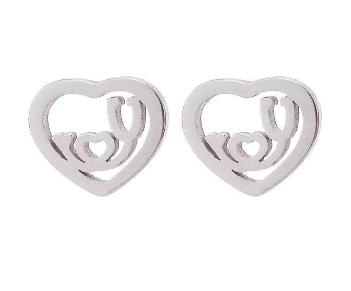 Boucles d'oreilles stéthoscope, boucles d'oreilles médicales, clous d'oreilles stéthoscope en forme de cœur, cadeau pour étudiant en médecine, étudiant en soins infirmiers, cadeau de fin d'études pour infirmière