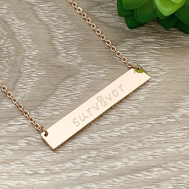 Cancer Survivor Necklace, Awareness Ribbon Gift, Support Jewelry, Stainless Steel Necklace, Gift for Friend, Breast Cancer Gift for Her