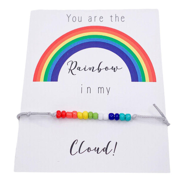 Rainbow Bracelet, You Are The Rainbow in My Cloud Card, Rainbow Beads Wish Bracelet, Colorful Bestfriend Gift, Rainbow Jewelry, Secret Santa