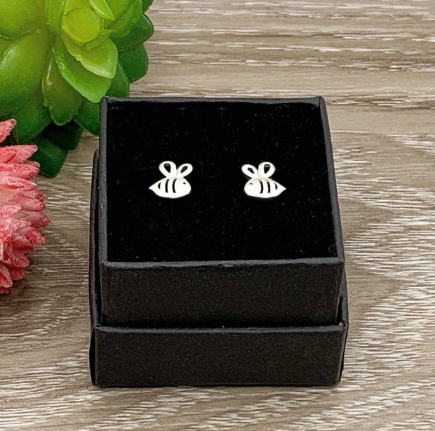 Bee Earrings, Tiny Bee Stud Earrings, Sterling Silver Studs, Bumble Bee Earrings, Bee Jewelry, Dainty Stud Earrings, Little Girl Earrings