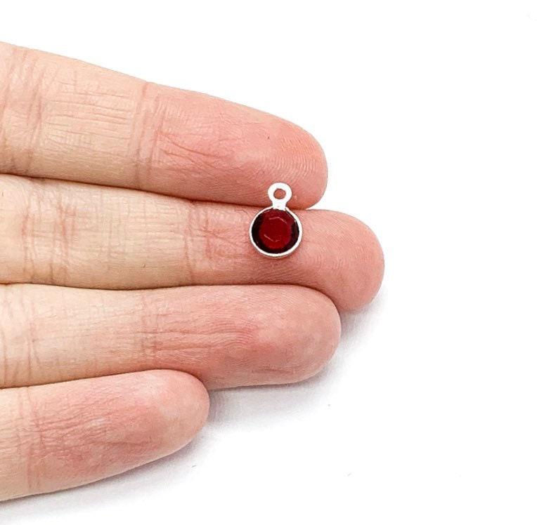 Breloque pierre de naissance, petite perle pierre de naissance, 6 mm or argent, perles en cristal de verre pierre de naissance, bijou personnalisé, collier pour maman