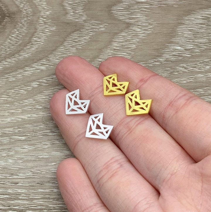 Boucles d'oreilles puces renard, puces renard origami, bijoux faune sauvage, boucles d'oreilles animaux de la forêt, cadeau pour amoureux des animaux, boucles d'oreilles fantaisie