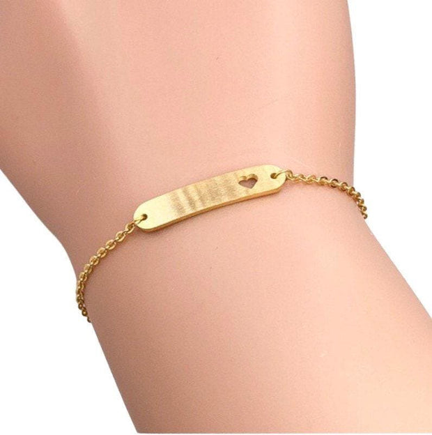 Bar Bracelet with Tiny Heart Cutout, Dainty Chain Bracelet, I Love You Bracelet, Heart Jewelry, Meaningful Jewelry, Minimalist Bracelet