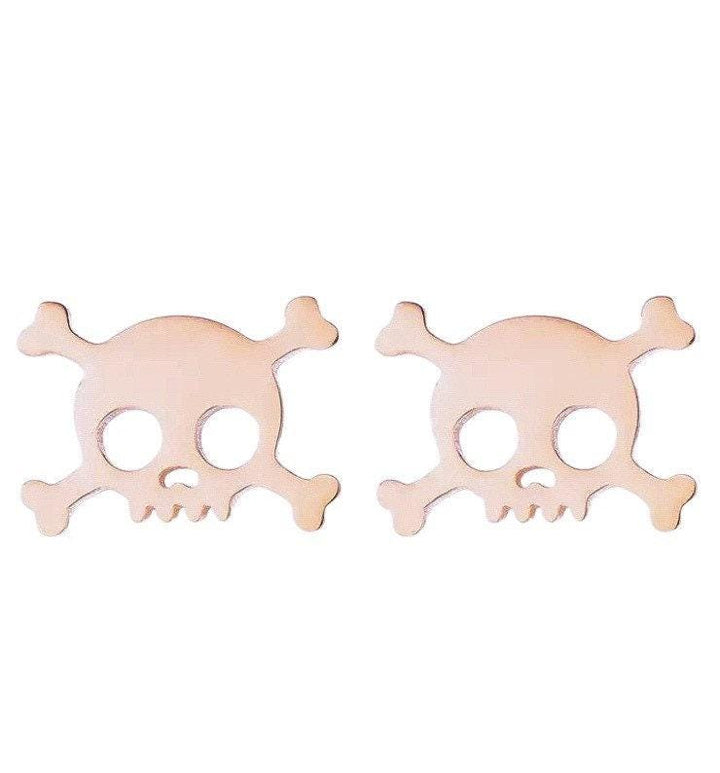 Skull Earrings, Skull and Bones Stud Earrings, Badass Jewelry, Spooky Earrings, Anatomy Earrings, Skeleton Studs, Halloween Jewelry for Her
