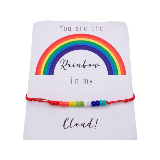 Rainbow Bracelet, You Are The Rainbow in My Cloud Card, Rainbow Beads Wish Bracelet, Colorful Bestfriend Gift, Rainbow Jewelry, Secret Santa