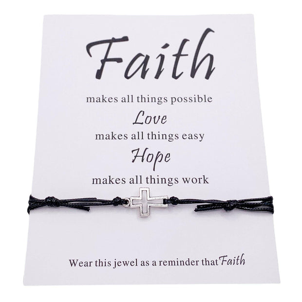 Faith Bracelet, Cross Wish Bracelet, Christian Charm Bracelet, Make a Wish, Religious Bracelet, First Communion, Confirmation Bracelet