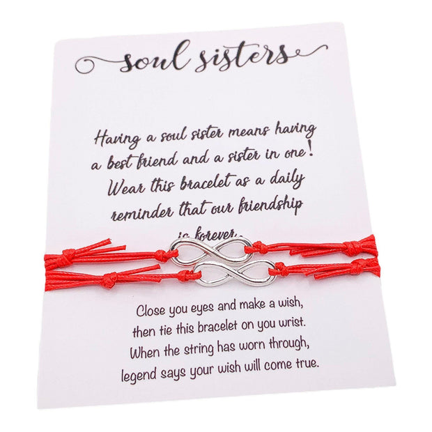 Soul Sisters Card, Infinity Wish Bracelet Set for 2, Matching Infinity Bracelets, Sister from Another Mother, Birthday Gift for Her, Holiday