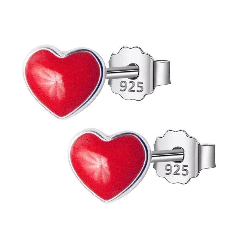 Boucles d'oreilles puces en forme de petit cœur rouge, en argent sterling, bijoux délicats, cadeau pour une fille, bijoux romantiques, cadeau pour une petite amie, fêtes
