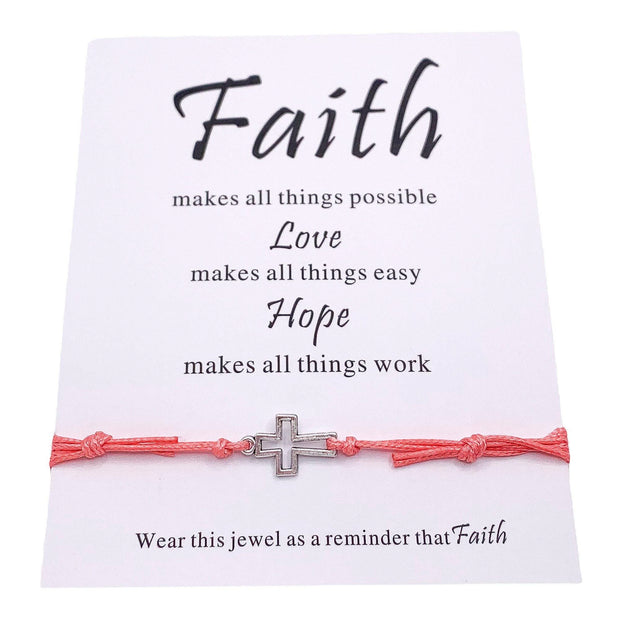 Faith Bracelet, Cross Wish Bracelet, Christian Charm Bracelet, Make a Wish, Religious Bracelet, First Communion, Confirmation Bracelet