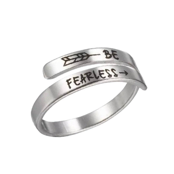 Be Fearless Ring, Inspirational Wrap Ring, Strength Keepsake Gift, Uplifting Jewelry, Laser Engraved Mini Ring, Statement Ring, Friend Gift