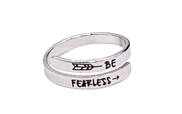 Be Fearless Ring, Inspirational Wrap Ring, Strength Keepsake Gift, Uplifting Jewelry, Laser Engraved Mini Ring, Statement Ring, Friend Gift