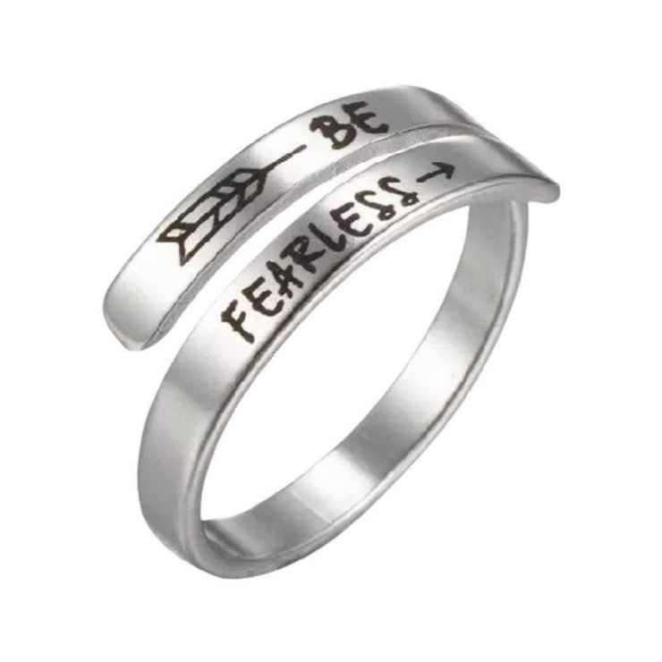 Be Fearless Ring, Inspirational Wrap Ring, Strength Keepsake Gift, Uplifting Jewelry, Laser Engraved Mini Ring, Statement Ring, Friend Gift