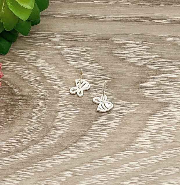 Bee Earrings, Tiny Bee Stud Earrings, Sterling Silver Studs, Bumble Bee Earrings, Bee Jewelry, Dainty Stud Earrings, Little Girl Earrings