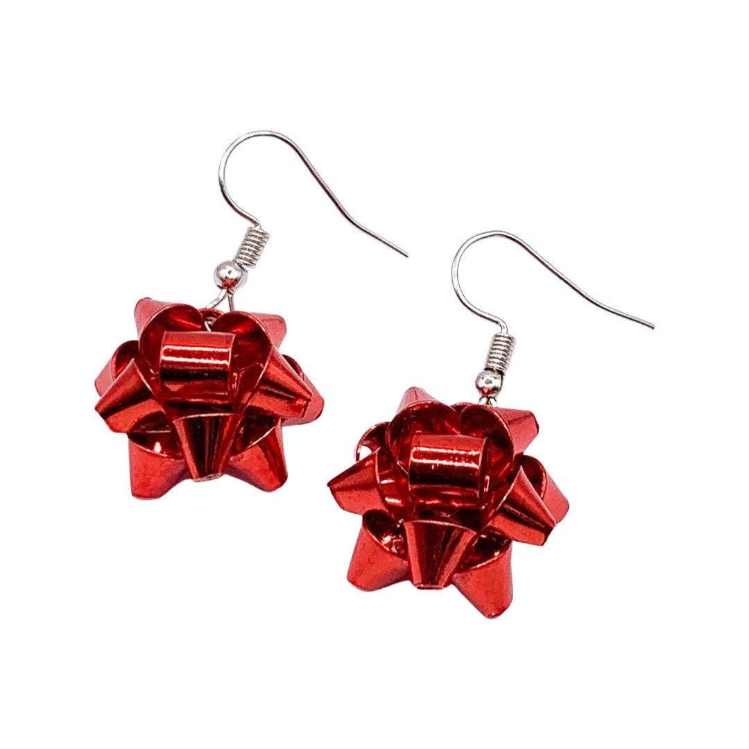 Boucles d'oreilles de Noël, Boucles d'oreilles à clous nœud de Noël, Bijoux de Noël, Cadeau festif, Cadeau à glisser dans une chaussette