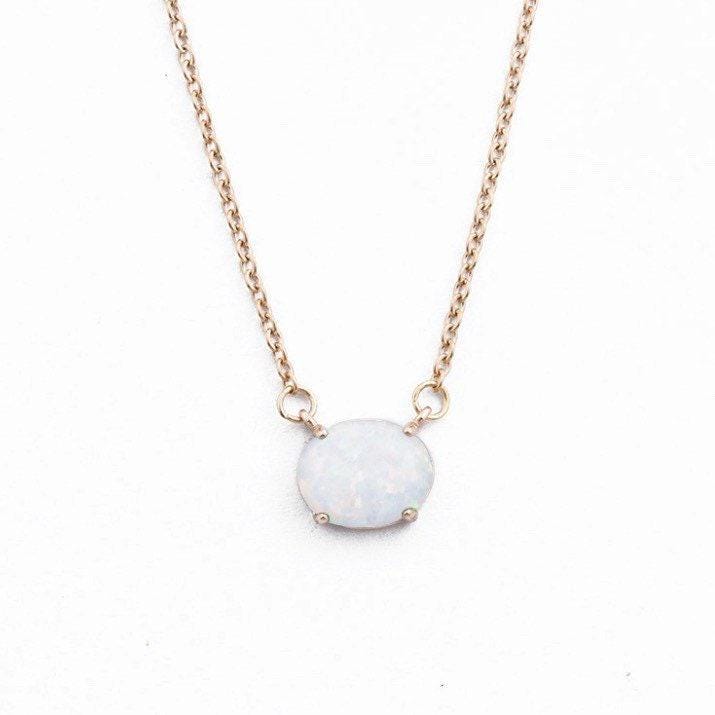 Opal Necklace, Dainty Oval Shaped Necklace, Minimalist Necklace, Opal Jewelry, Layering Necklace, October Birthstone Necklace