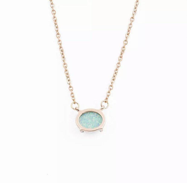 Opal Necklace, Dainty Oval Shaped Necklace, Minimalist Necklace, Opal Jewelry, Layering Necklace, October Birthstone Necklace