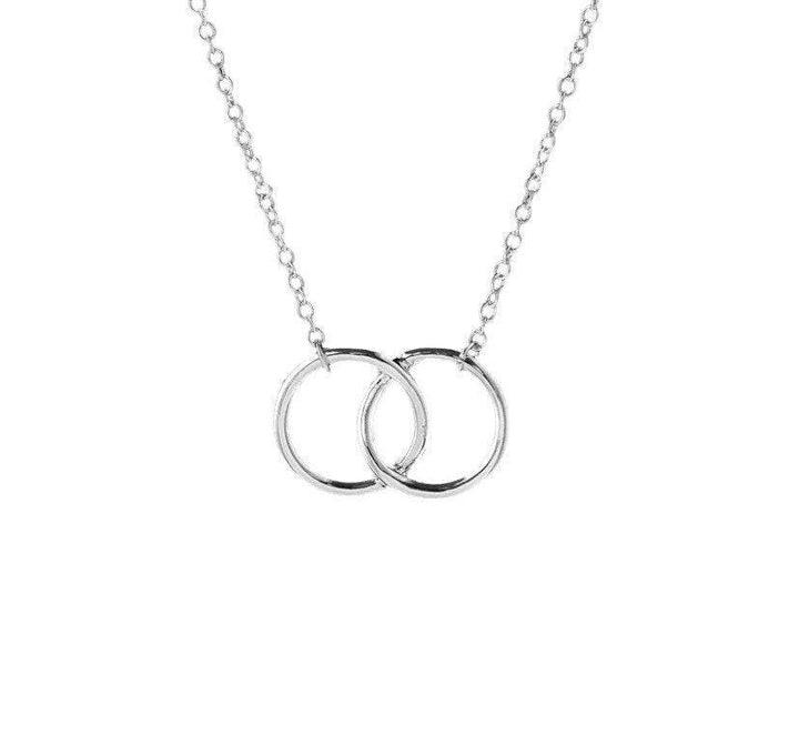 Collier Deux Cercles, Collier Double Cercle, Collier Cercles Entrelacés, Collier de Promesse, Collier Délicat, Bijou de Mariée, Collier de Demoiselle d'Honneur