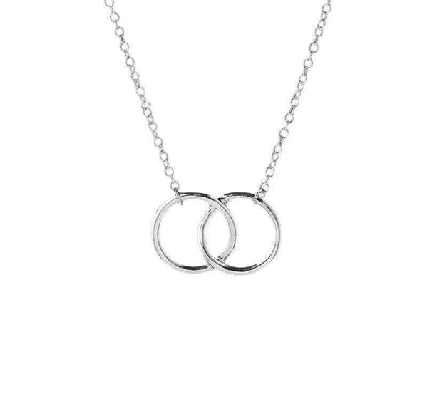 Two Circles Necklace, Double Circle, Interlocking Circles Necklace, Promise Necklace, Dainty Necklace, Bridal Jewelry, Bridesmaid Necklace